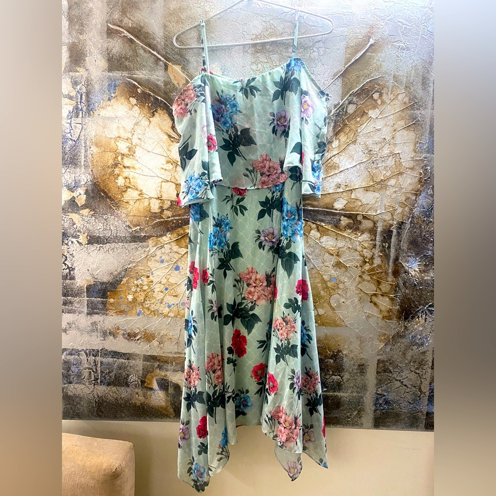 Stunning sea green Cold Shoulder, drape sleeve AND HIGH LOW DRESS! - Picture 1 of 6